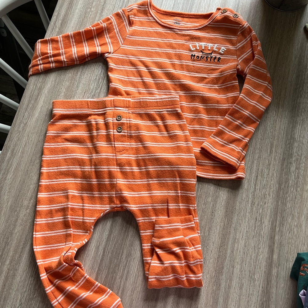 Carter's Orange and White Striped Pajama Set